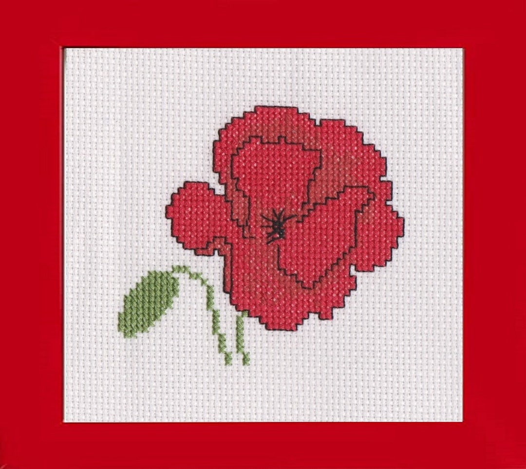 Red Poppy Cross Stitch Chart/pattern PDF Download Etsy