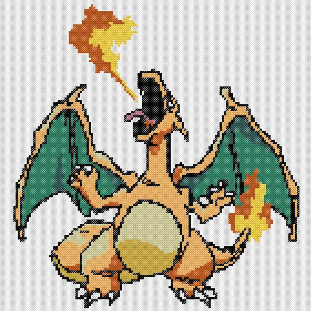 Pokemon Cross Stitch Chart/pattern Charizard PDF Download Etsy