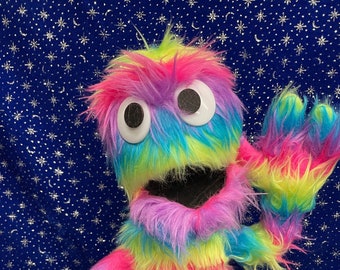 Rainbow Fur Monster (Blank Mouth Puppet)