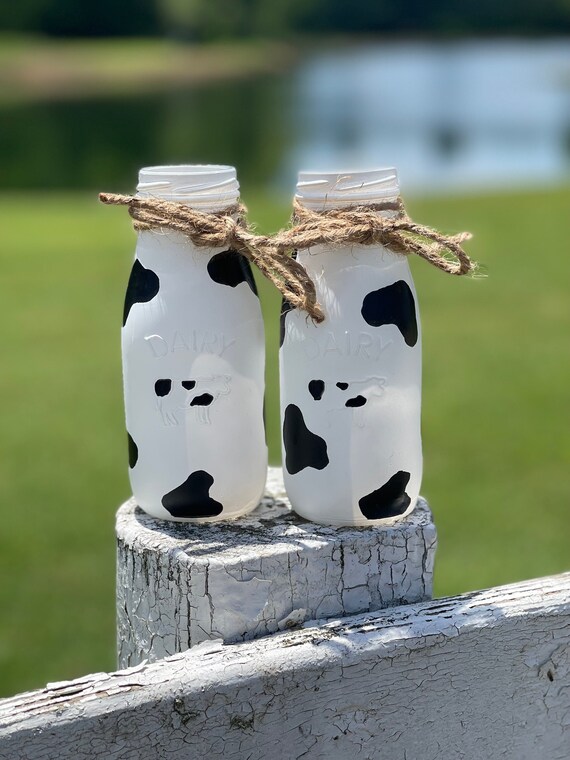 Cow Print Milk Bottles Etsy