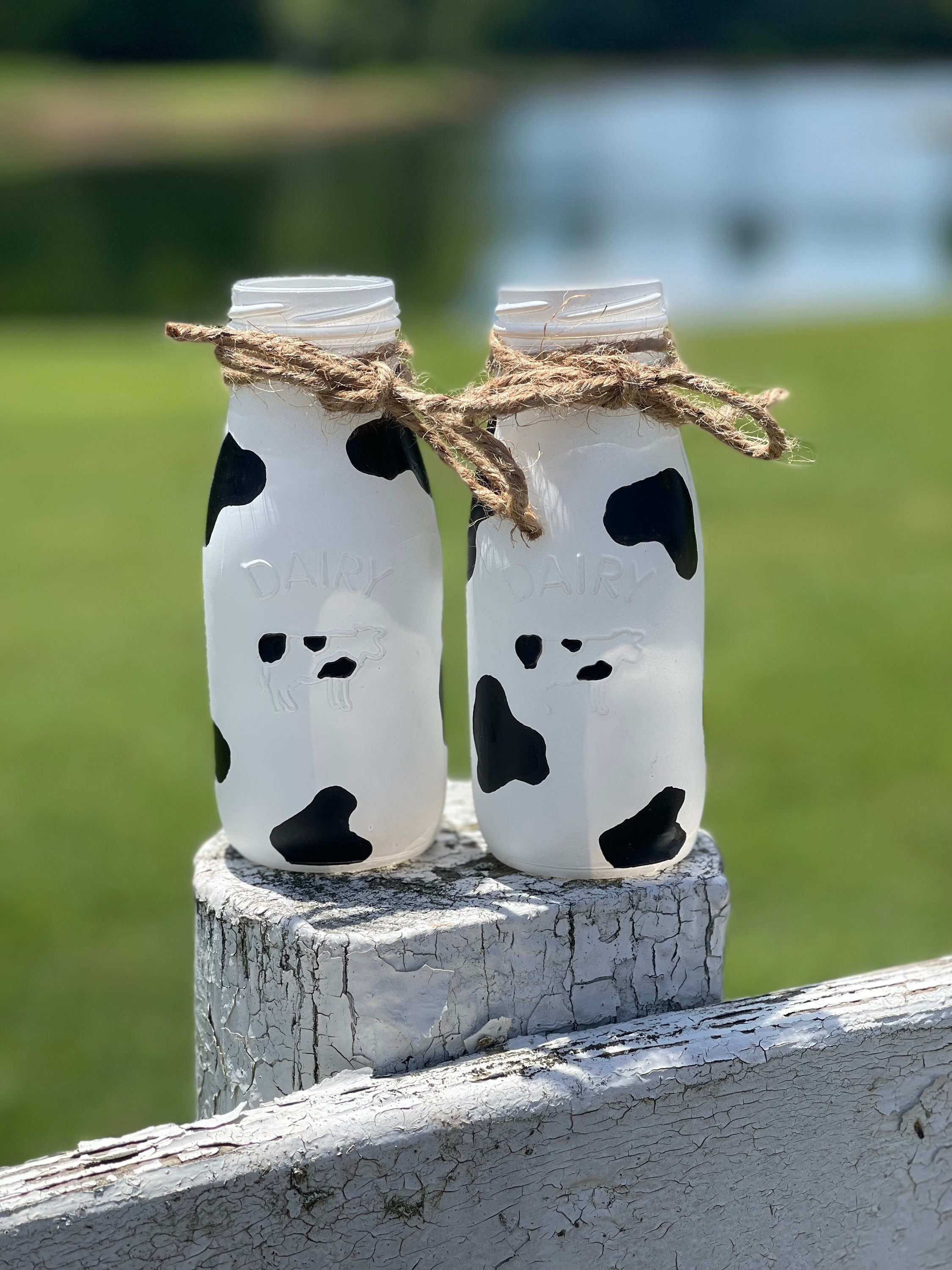 Cow Print Milk Bottles Etsy
