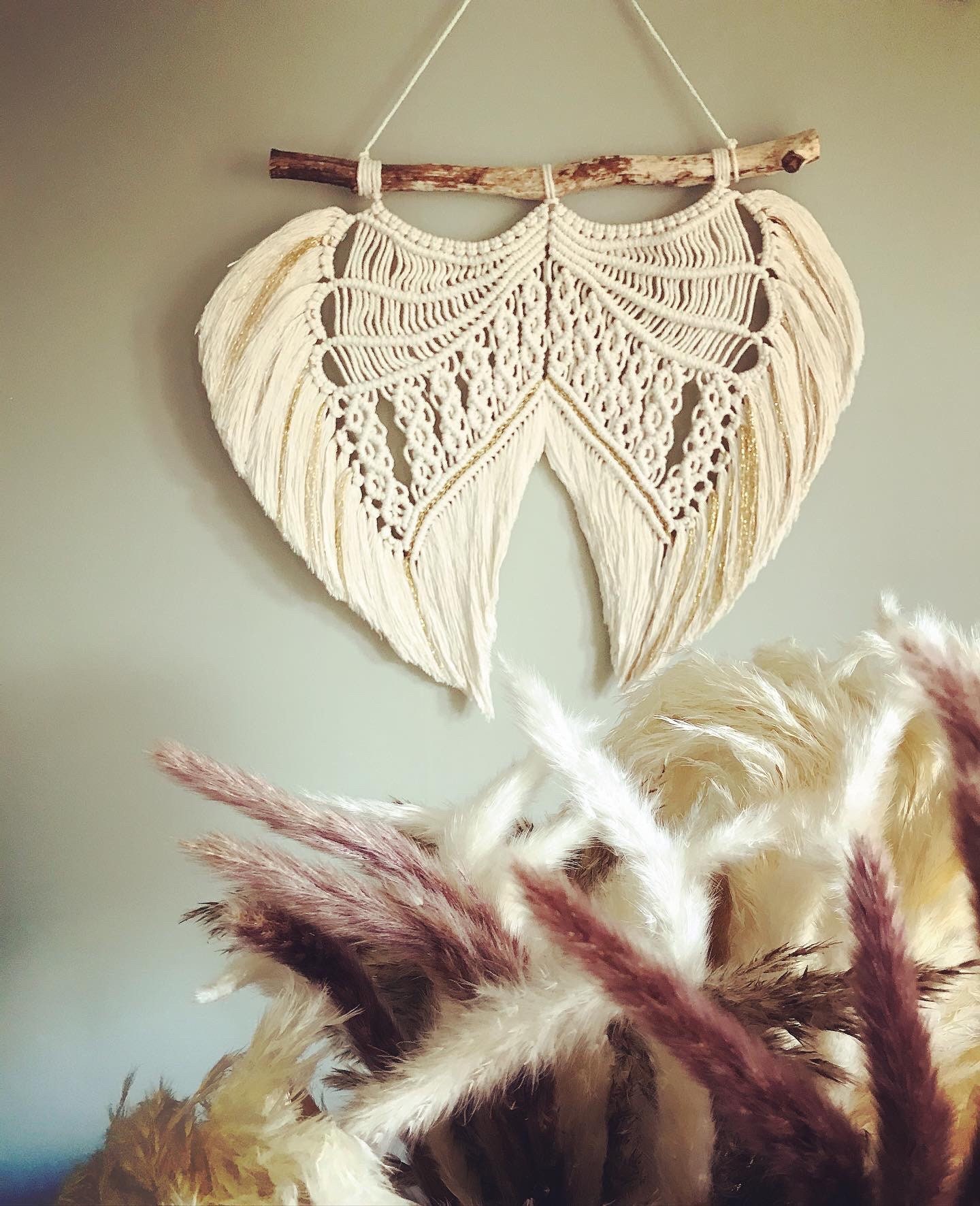 Macrame Angel Wings. Wall hanging macrame piece. Hanging angel Etsy