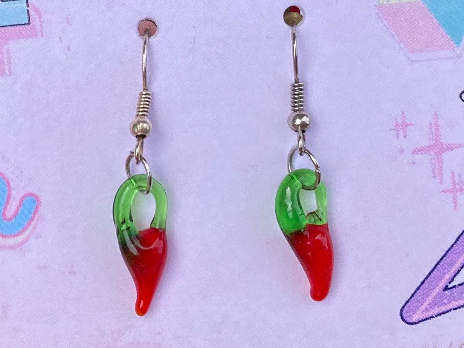 Hot Chili Pepper Earrings Spicy Jewelry Handmade Dangle Drop Earrings