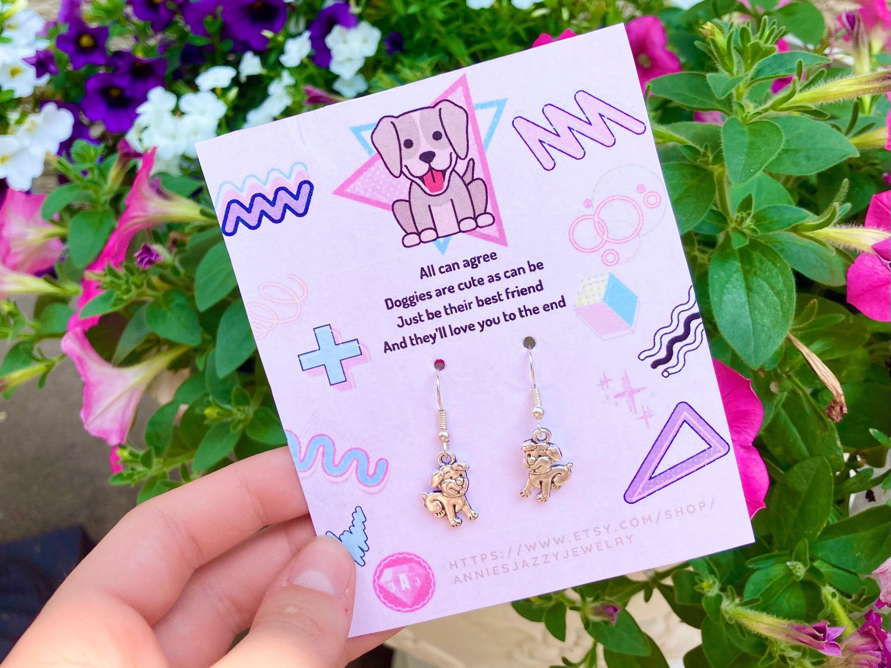 Dog Earrings Perfect Gift for Dog Lovers Silver Drop Etsy UK