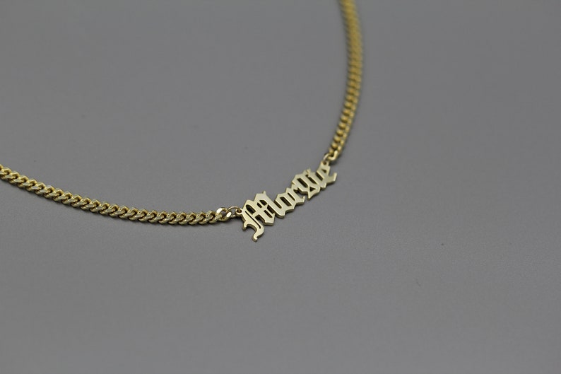 925k Sterling Silver Custom Necklace Dainty Name Necklace Gold Plated Heavy Chain Name Necklace Gothic Personalized Name Jewelry
