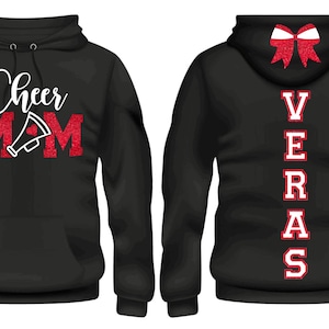 Glitter Cheer Mom Hoodie • Cheer Mom Hoodie • Spirit Wear Hoodie • Customize with your Team Colors •Personalize
