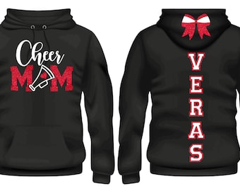 Glitter Cheer Hoodie • Cheer Mom Hoodie • Spirit Wear Hoodie • Customize with your Team Colors •Personalize