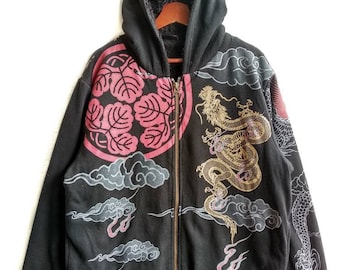Vintage Bullet Geräusche voll bedruckte Pullover Hoodie, schönes Design im japanischen Stil, Größe XL, schwarze Farbe, Pull-Over, lange Ärmel, Harajuku-Stil.