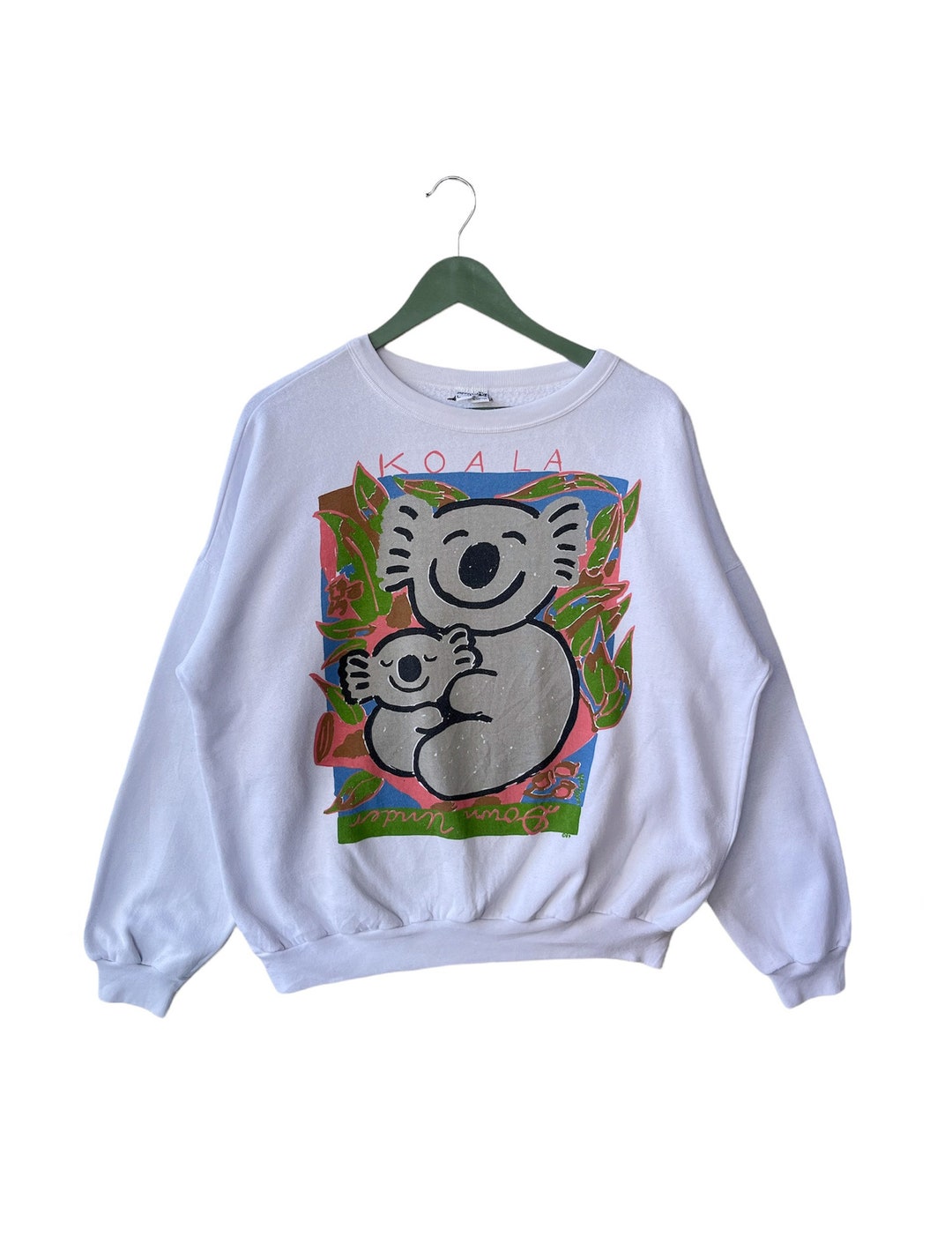 Vintage 80s Ken Done Koala Bear Art Sweatshirt /size L/white