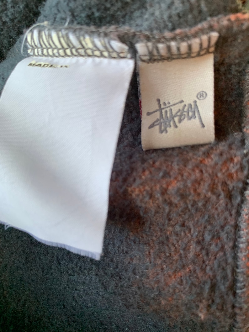 Vintage Bleach Art Stussy Sweater HoodieSize LHooded2000sFull ZipsSpell Are Pop OutNice Bleach Pattern.