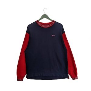 Vintage 90s Nike Two Tone Sweatshirt/Size L/Crewneck/Long Sleeve/Embroidery Logo/Streetwear/Sportwear/Swoosh/Rare