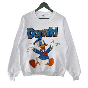 Vintage 90er Jahre Velva Sheen Disney Donald Duck Sweatshirt/Saiz L/Made In USA/Streetwear/Karikatur/Mickey Mouse/Doof/Minnie Maus