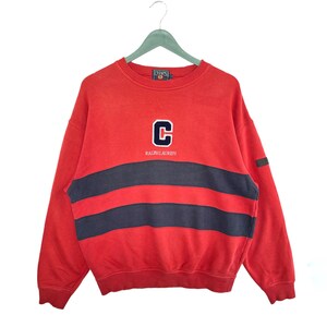 Vintage Two Tones Chaps by Ralph Lauren Sweatshirt/Size M/Orange And Dark Blue Colour/Crewneck/Designer/Long Sleeve/Streetwear/Polo