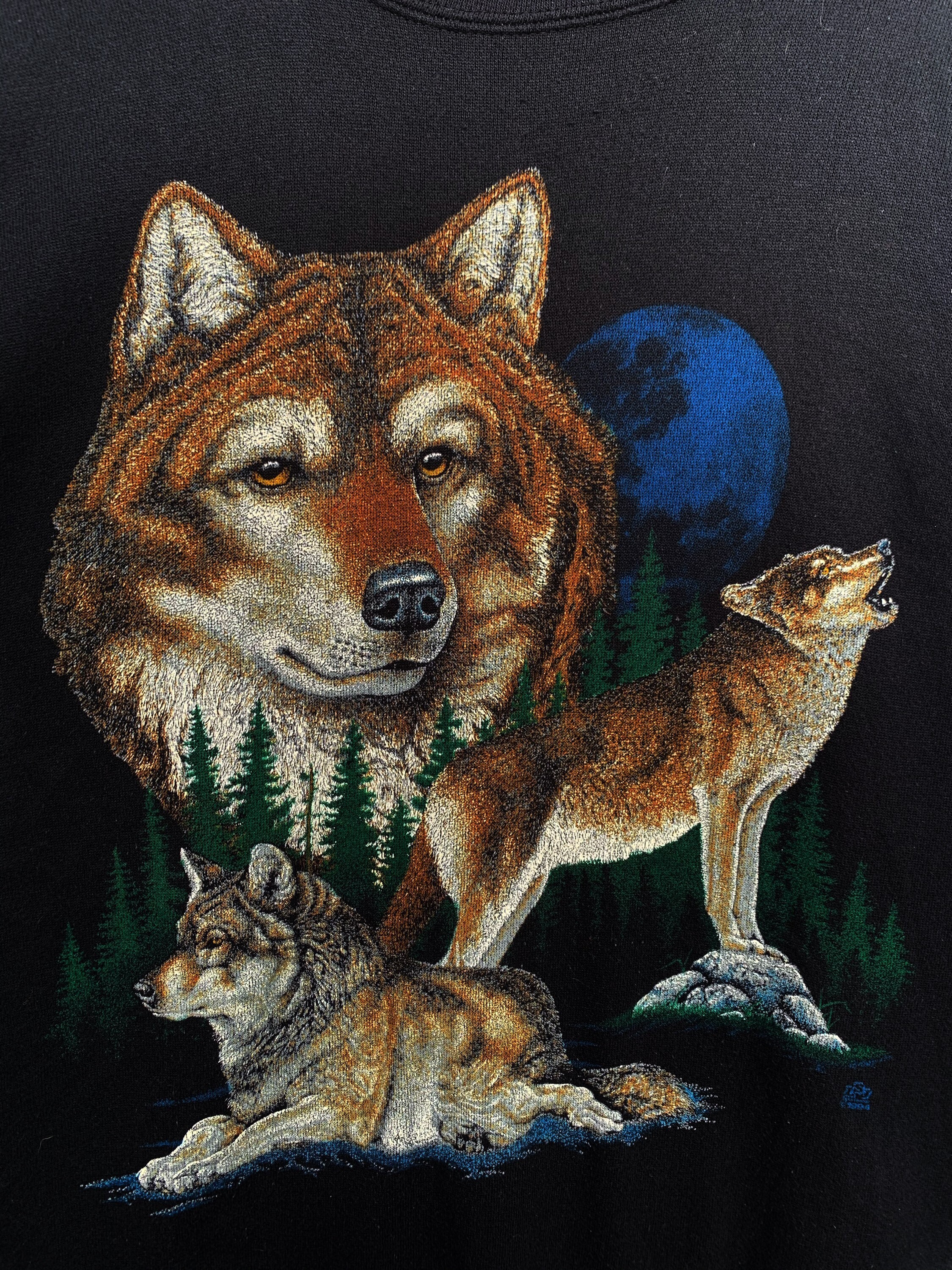 ヴィンテージ 90年代 ウルフ グラフィック スウェットシャツ - Tultex 