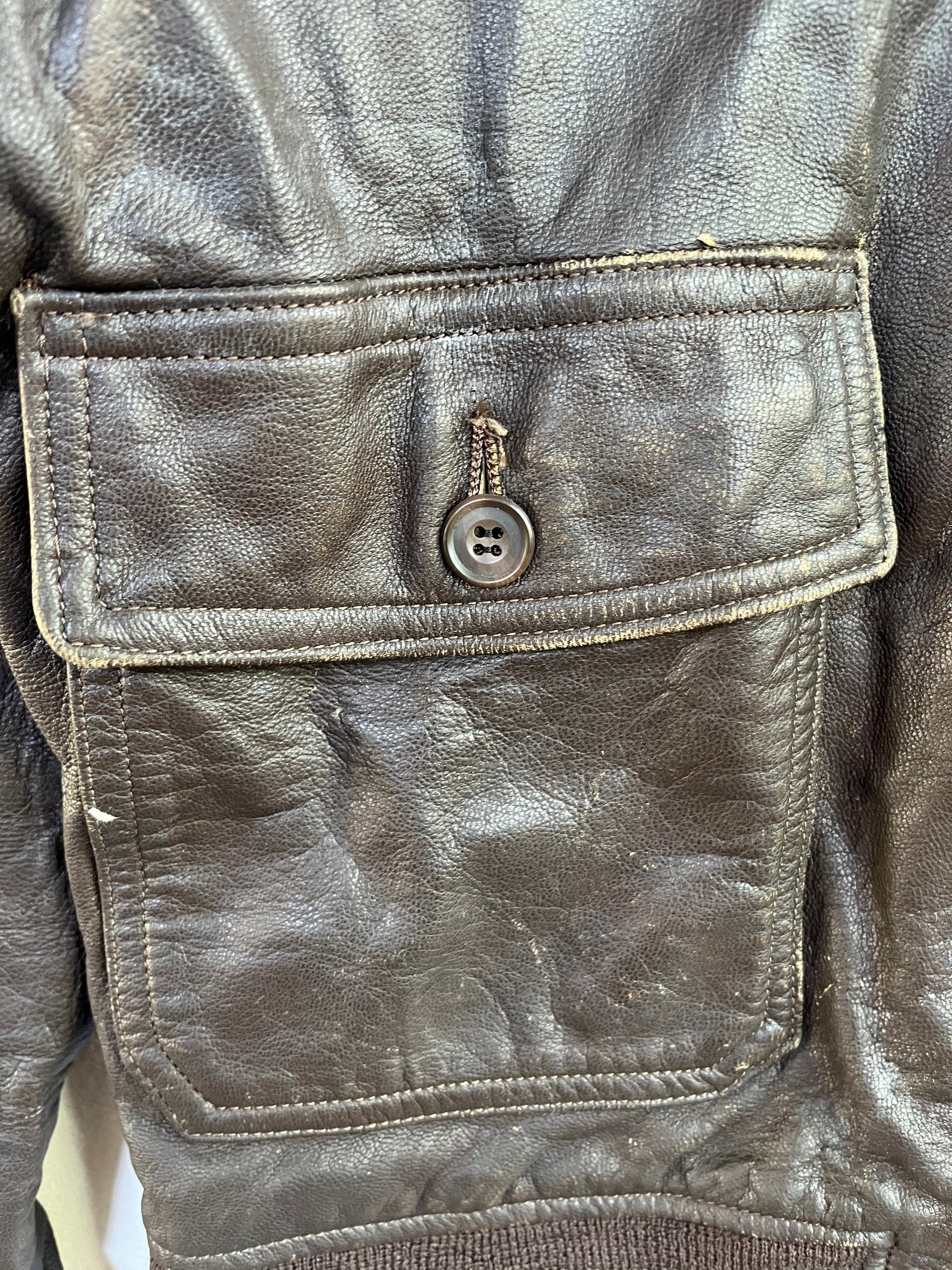 Vintage US NAVY Leather Jacket/military/army/aviation/80s