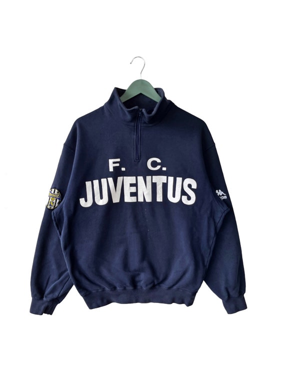 Felpa vintage Kappa F.C Juventus mezza zip/colore blu scuro/abbigliamento  sportivo/abbigliamento da strada/pullover/Made In Japan -  Italia