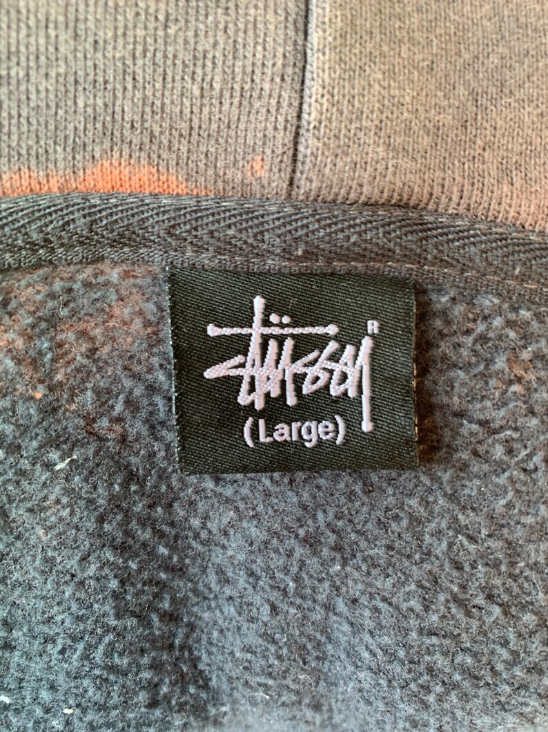 Vintage Bleach Art Stussy Sweater HoodieSize LHooded2000sFull ZipsSpell Are Pop OutNice Bleach Pattern.