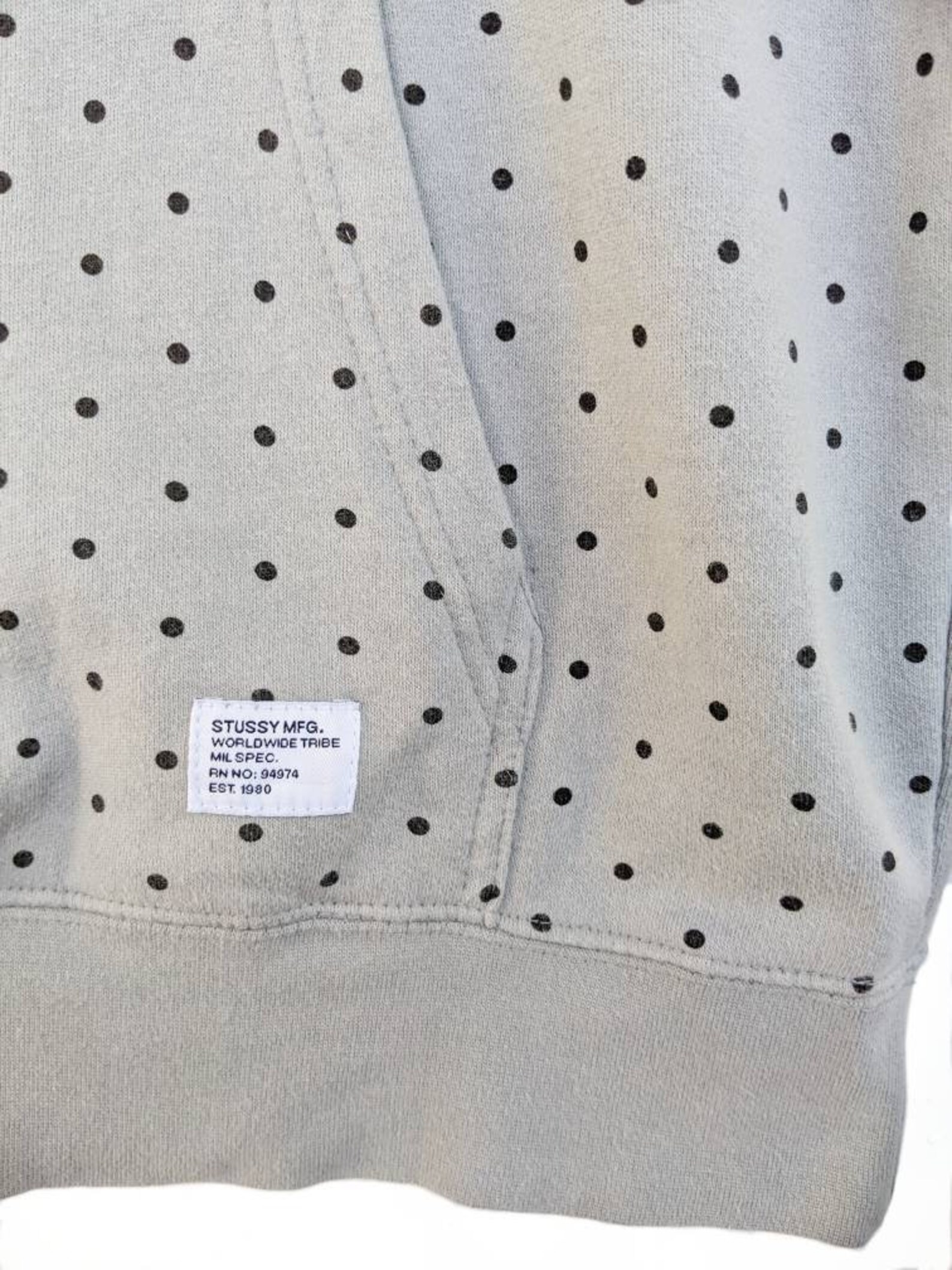 Stussy Polka Dot Pullover Hoodie/Size M/Grey Etsy