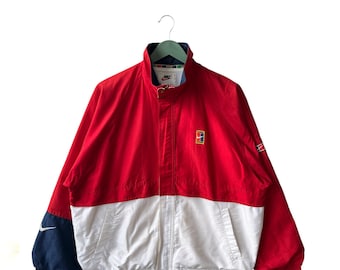Vintage 90s Nike Court Windbreker Jacket/Size M/Full zip/Sportswear/Streetwear/3 Tones Colour