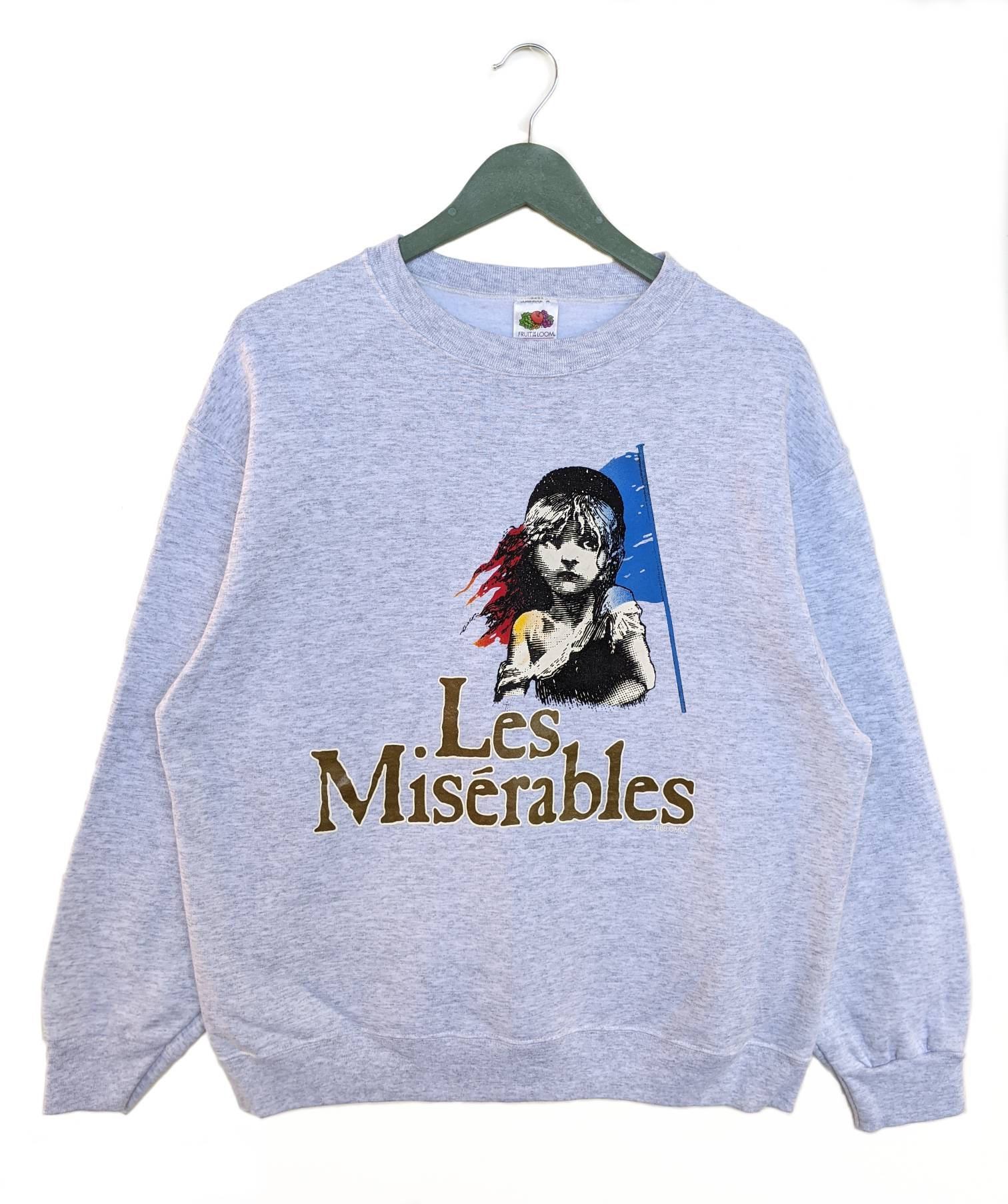 50%OFF Vintage 1986 Les Miserables Sweatshirt/size L/movie Tee/grey ミュージシャン
