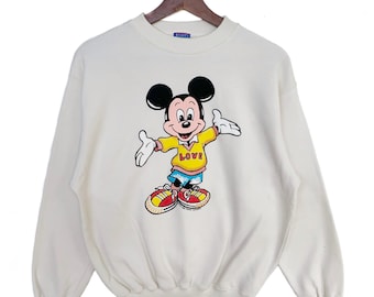 Vintage 90s Disney Mickey Mouse Sweatshirt/Cream Colour/90s/Pullover/Crew neck.