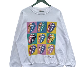 Vintage 1989 The Rolling Stones American Tour Sweatshirt/Size L/White Colour/Rock Band/Mick Jagger/Rare/Music Memorial/Sweatshirt/Baggy