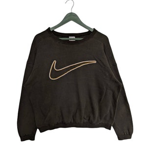 Vintage 90s Nike Embroidery Swoosh Sweatshirt/Size M/Black Colour/Embroidery Logo/Made In Usa/Streetwear/Sportwear/Big Swoosh/Pullover/Long
