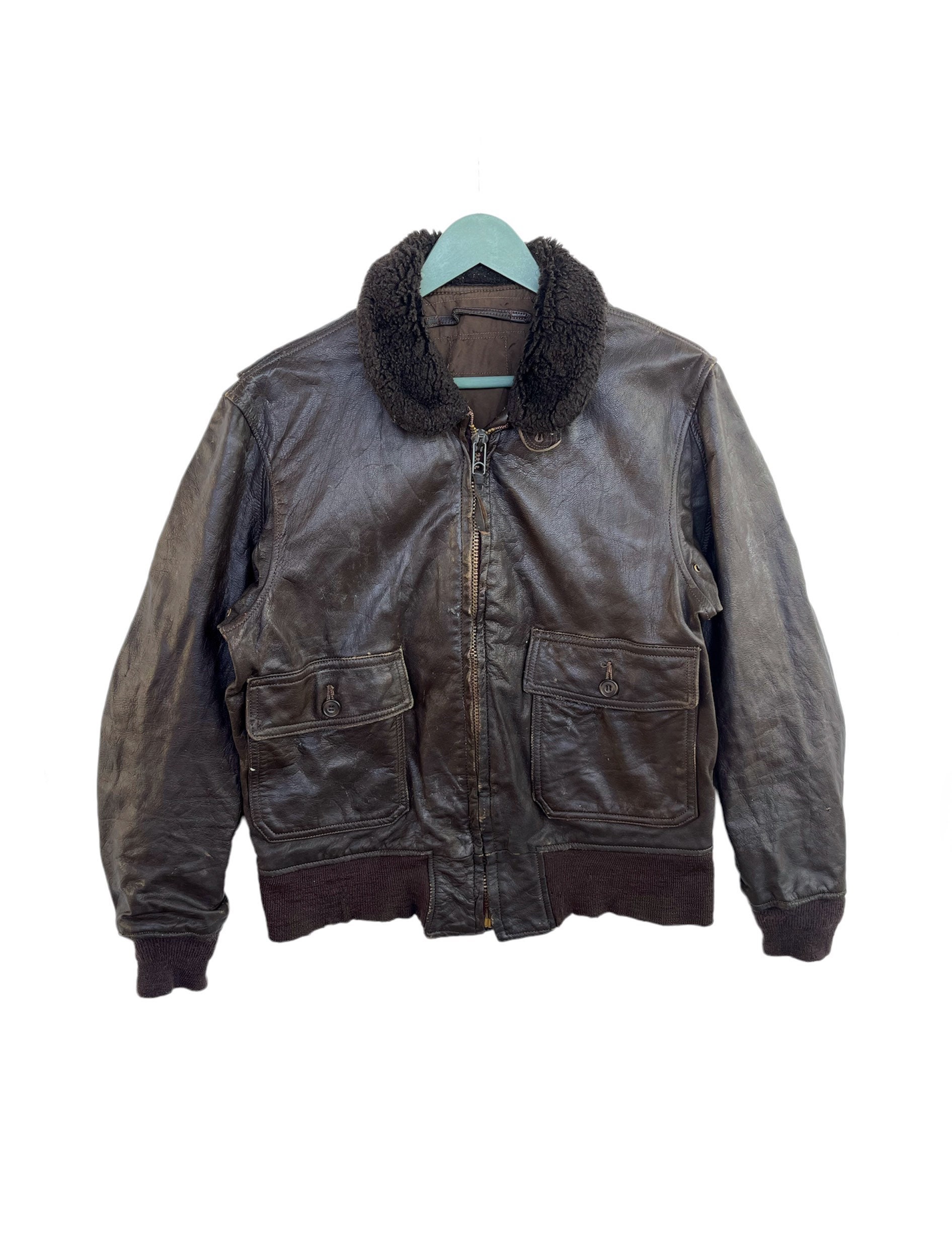 ジャケット・アウター vintage leather jacket us military Vintage US NAVY Leather Jacket/military/army/aviation/80s