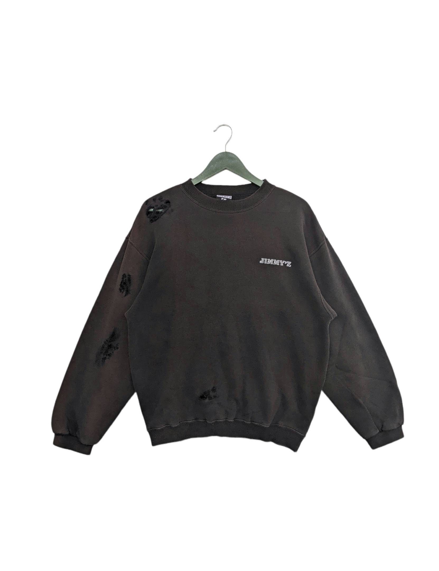 Vintage 90s Jimmy'z Distress Sweatshirt/size S/faded Black