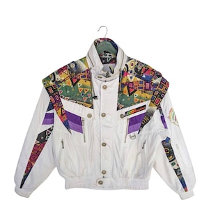 Vintage 90s Scheider Art Ski Jacket/Size L/White Color/Sportswear/Streetwear/Snowboarding
