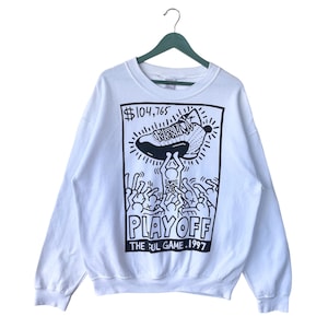 Vintage 1997 Air Jordan Shoes Pop Art Sweatshirt/Size L/Made In Usa/NBA/Baksetball/Chicago Bull