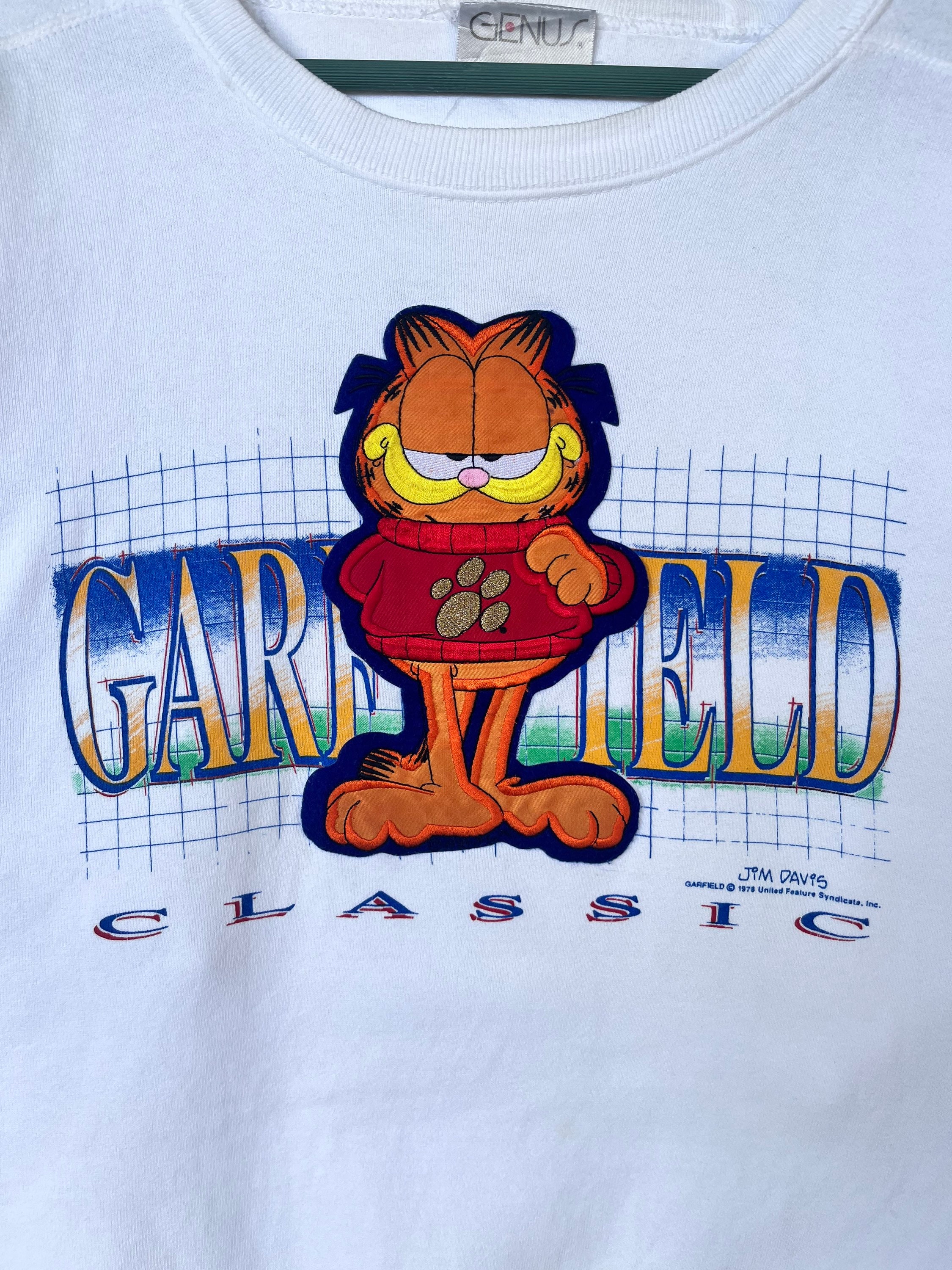 ヴィンテージ90年代ガーフィールドスウェットシャツ：刺繍ロゴ 