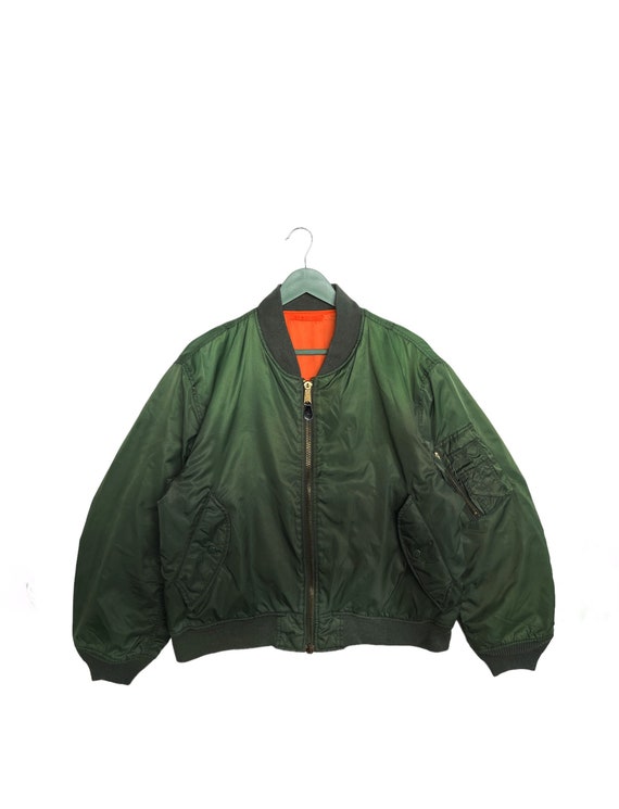 90s Alpha - Colour/made and M/green Bomber Usa/military in Etsy Vintage Industries Orange Jacket/size MA-1 Reversible