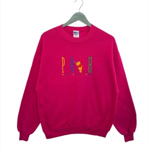 Vintage 90s Winnie The pooh Sweatshirt/Size L/Pink Colour/Pullover/Movie/Disney/Velva Sheen