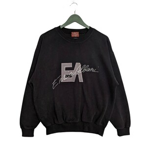 Vintage Enrico Albani Embroidery Logo Sweatshirt/Size L/Black Colour/Crewneck/Long Sleeve/Pull Over/90s/Streetwear/Italian Designer/Luxury