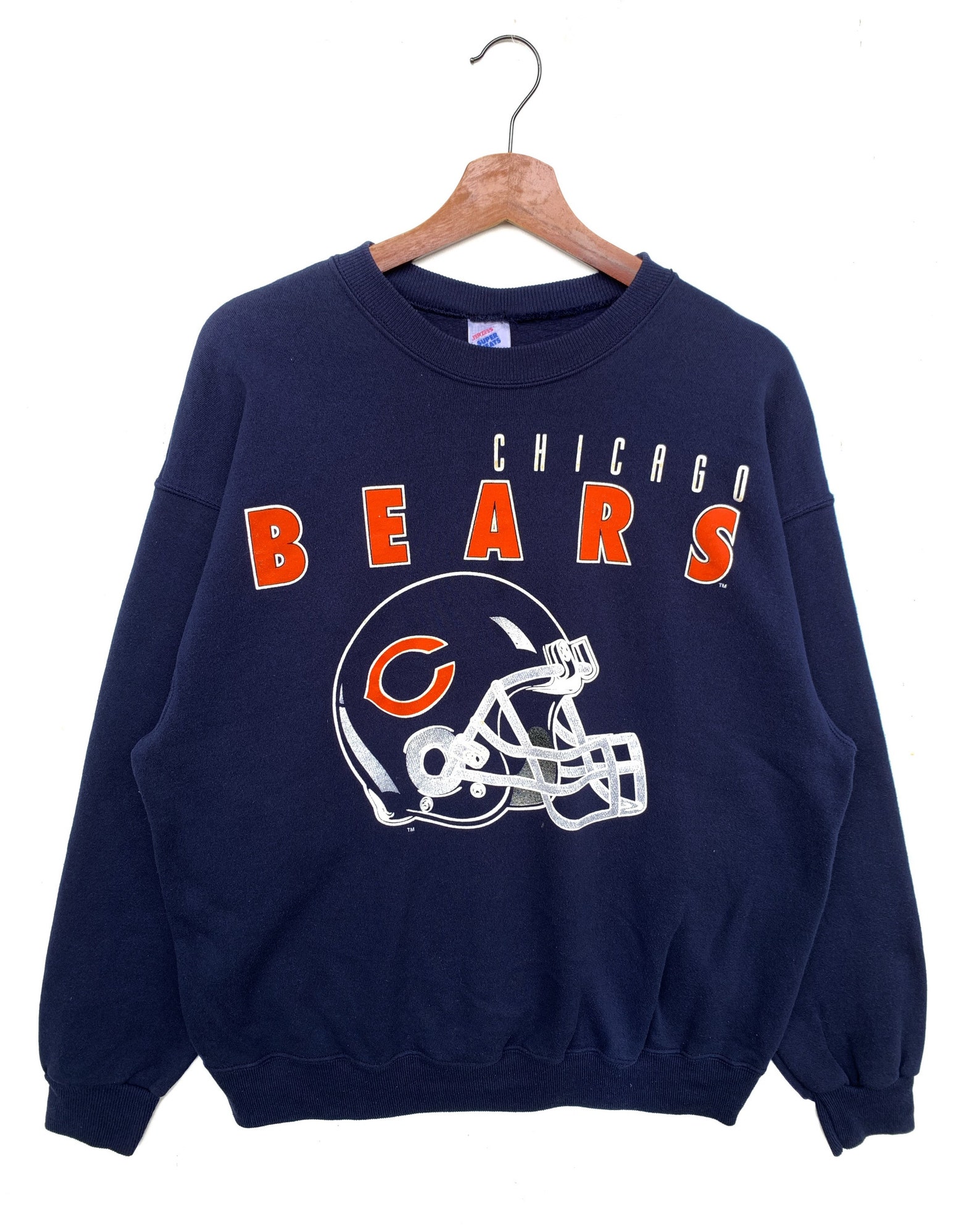 Vintage 90s Chicago Bears Sweatshirt/size L/dark Blue/crew Neck/nfl