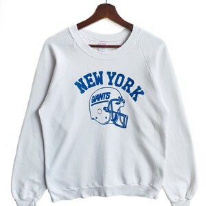 Vintage 80s New York Giant Sweatshirt/Tag Jerzees/White Colour/Size M/Made In Usa/Late 80s/Nfl/Crew Neck/PullOver/Long Sleeve/Rare