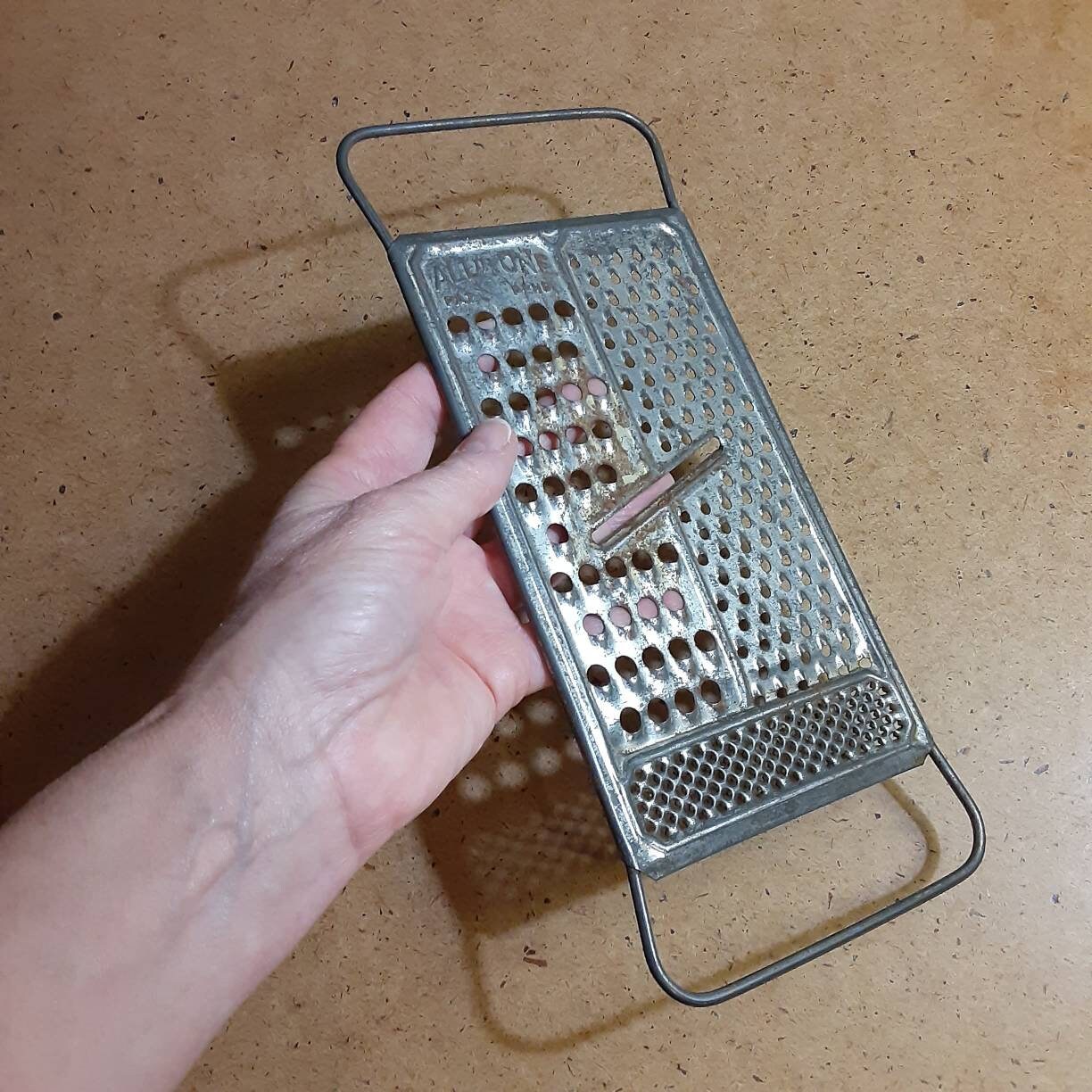 Vintage All in One Metal Grater, Primitive Grater Slicer Shredder