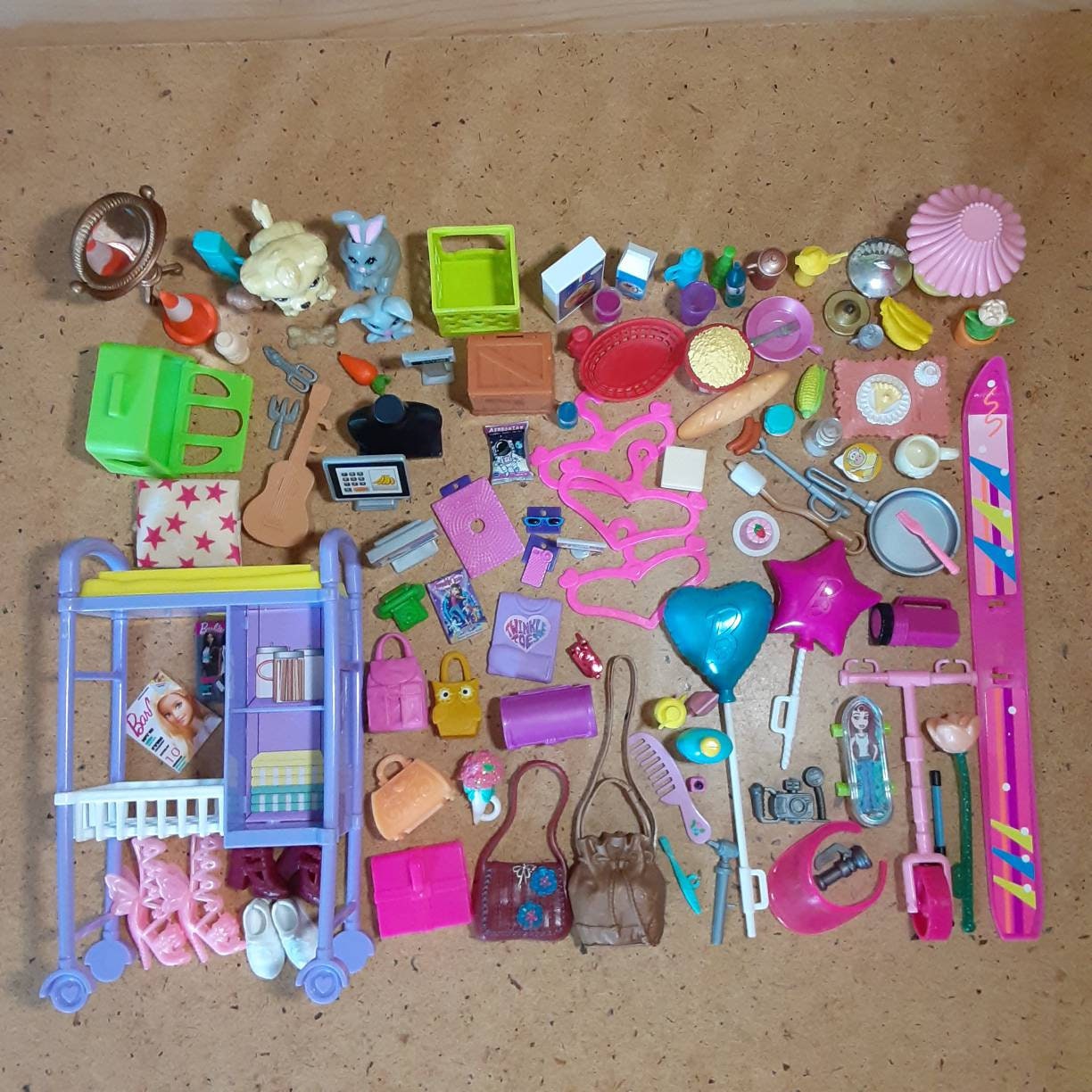 96 Barbie Items Mini Camera Purses Pets Flashlight Scissors