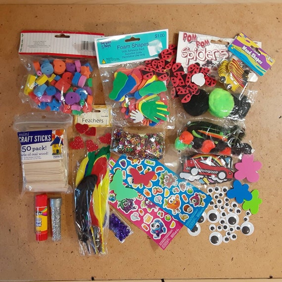Kids' Crafting Kit With Craft Sticks Foam Stickers Glitter Etsy