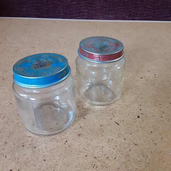 Pot de nourriture pour bébé en verre vintage avec dessus en métal de 1981  pour lupcycling réutilisation de la fabrication dune vignette de décoration  de chambre de bébé rétro -  Canada