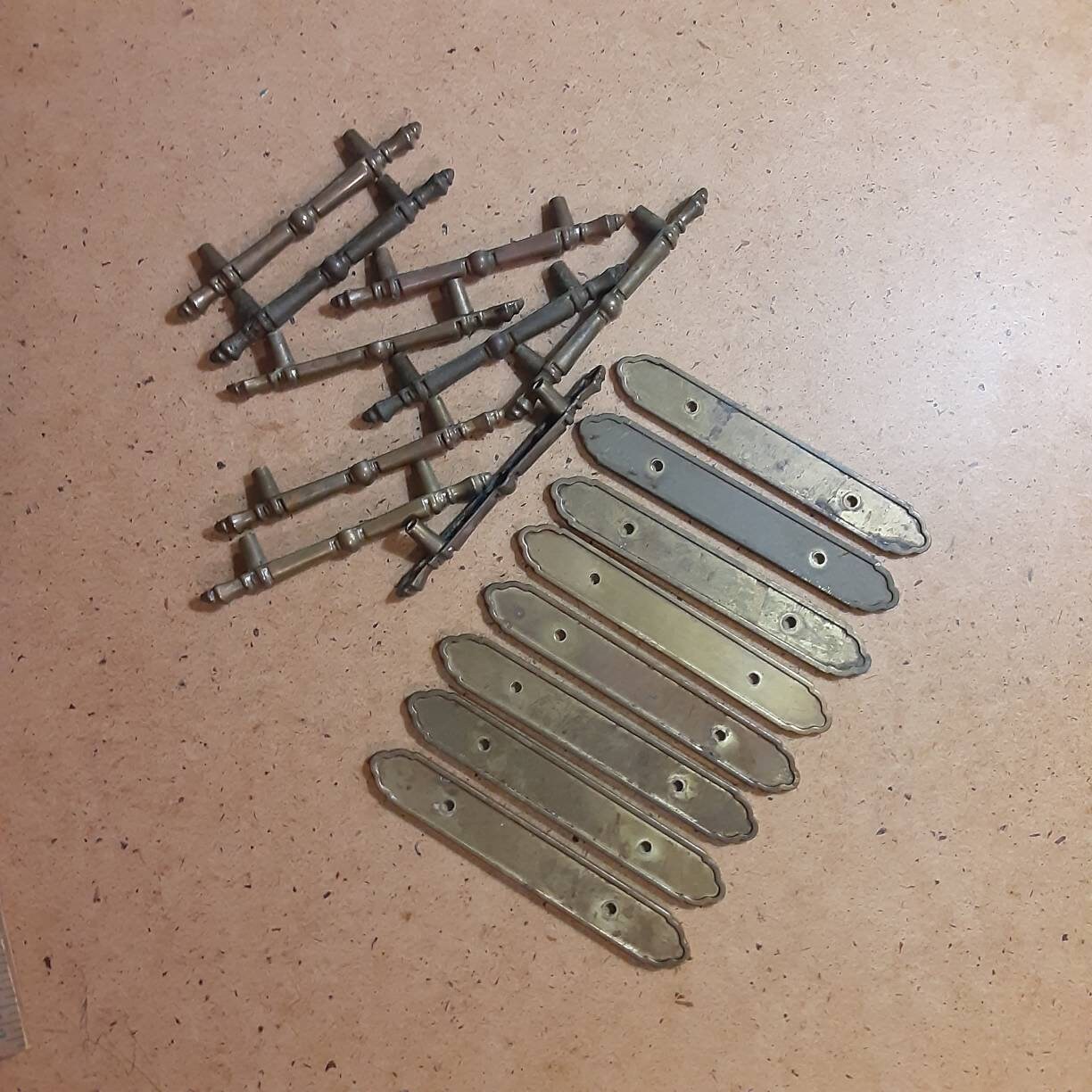 Vintage Brass Drawer Pulls and Backplates 8 Retro Furniture Etsy