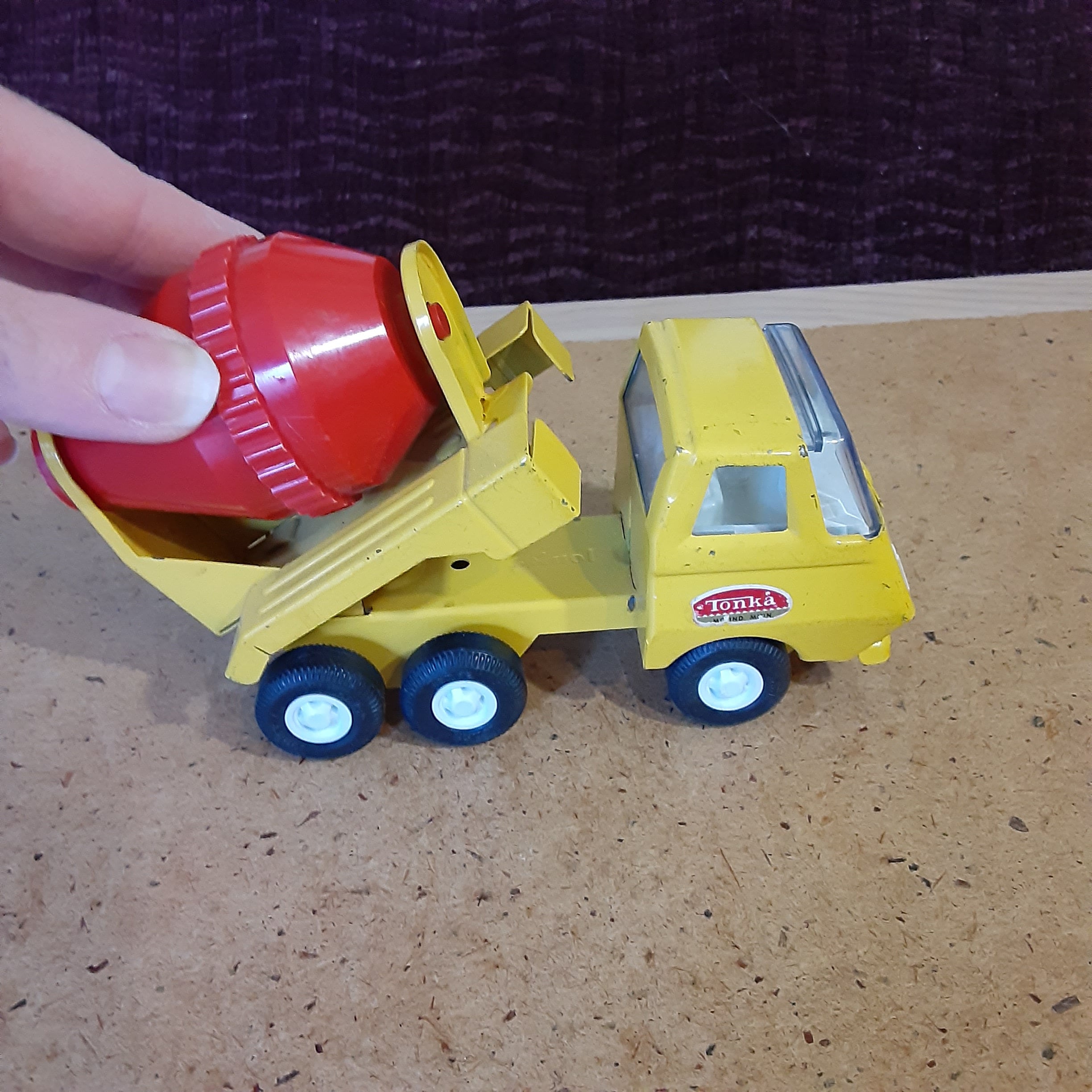 Vintage Tonka Cement Mixer Toy Retro Red Yellow Metal