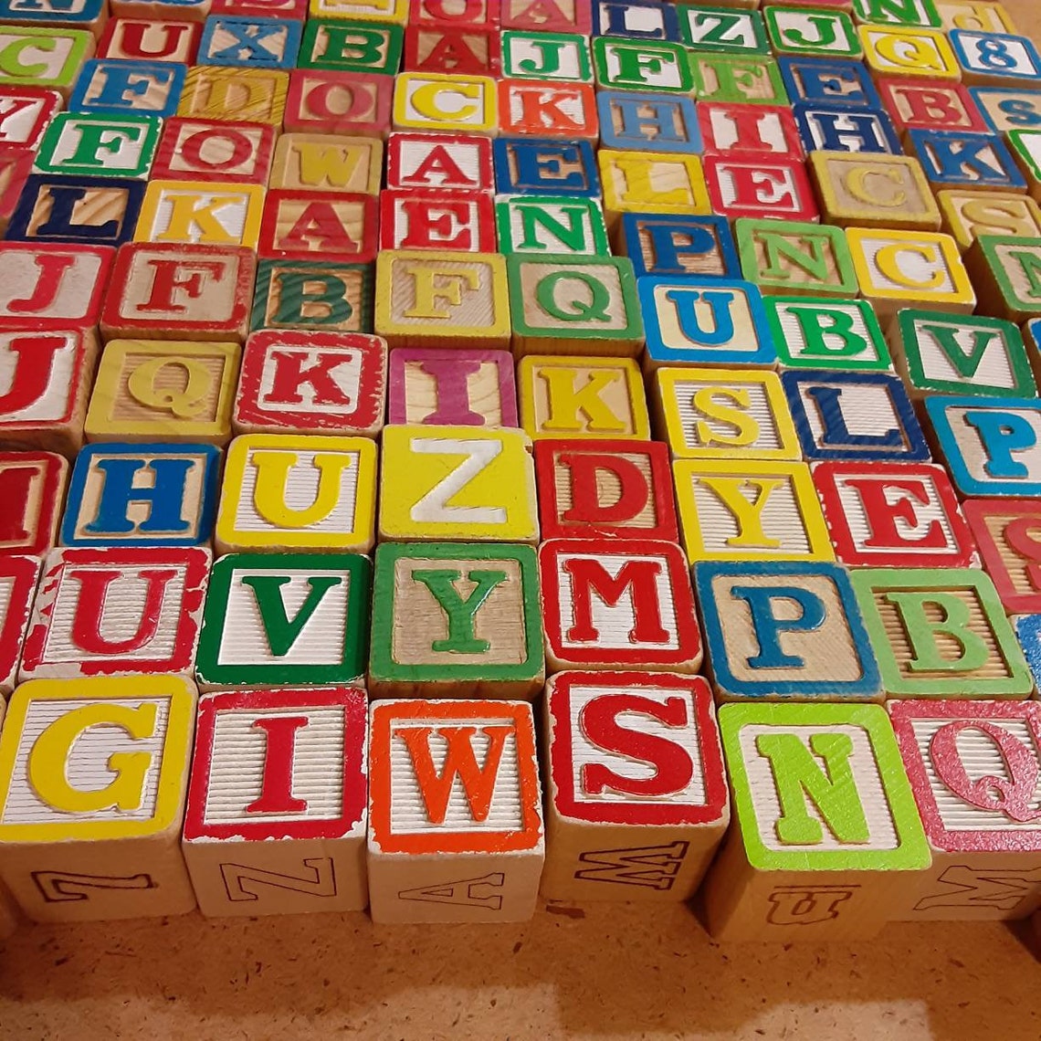 170 mostly vintage wooden alphabet and number blocks for | Etsy