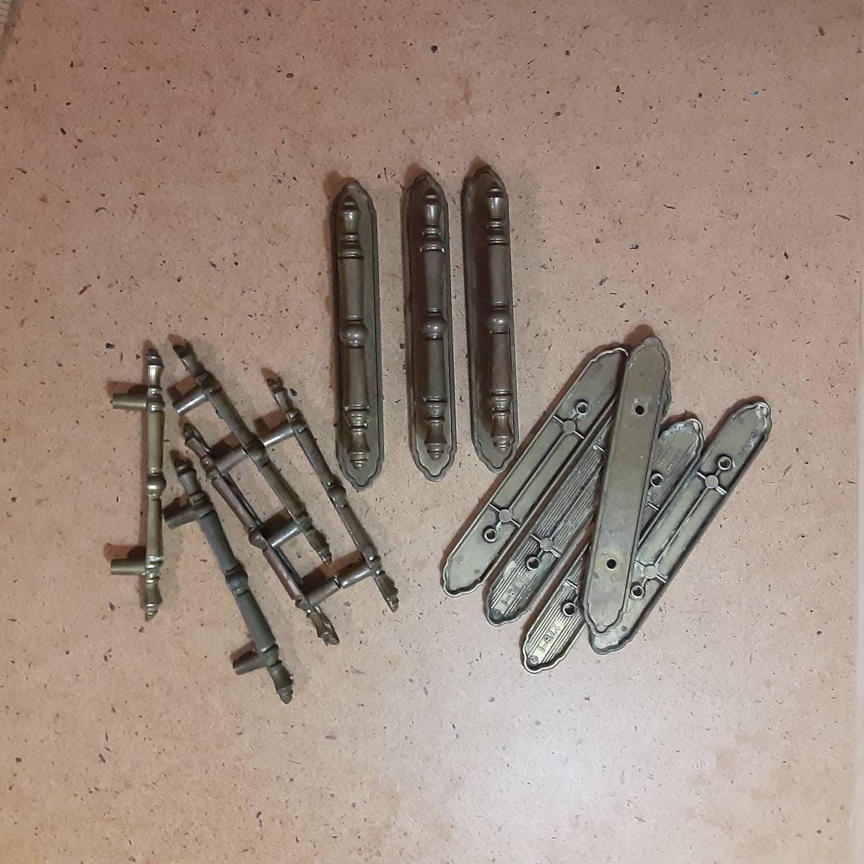 Vintage Brass Drawer Pulls and Backplates 8 Retro Furniture Etsy