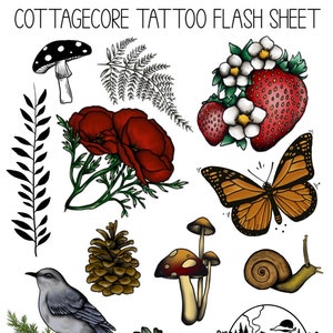 Sarah Jasmine Art  Ive done some cute cottagecore inspired flash tattoo  ideas for the Bad Monday competition If you are interested in any shoot  me a DM  badmondayartcomp   