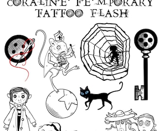 Coraline temporäres Tattoo