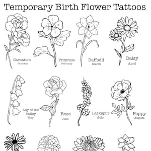 Temporary Birth Flower Tattoos