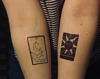 Sun And Moon Tattoo Etsy