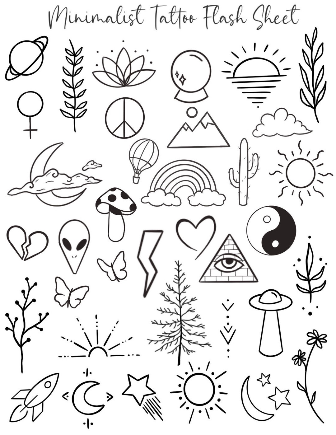 Planets and minimalist tattoo concept icon set Vector Image